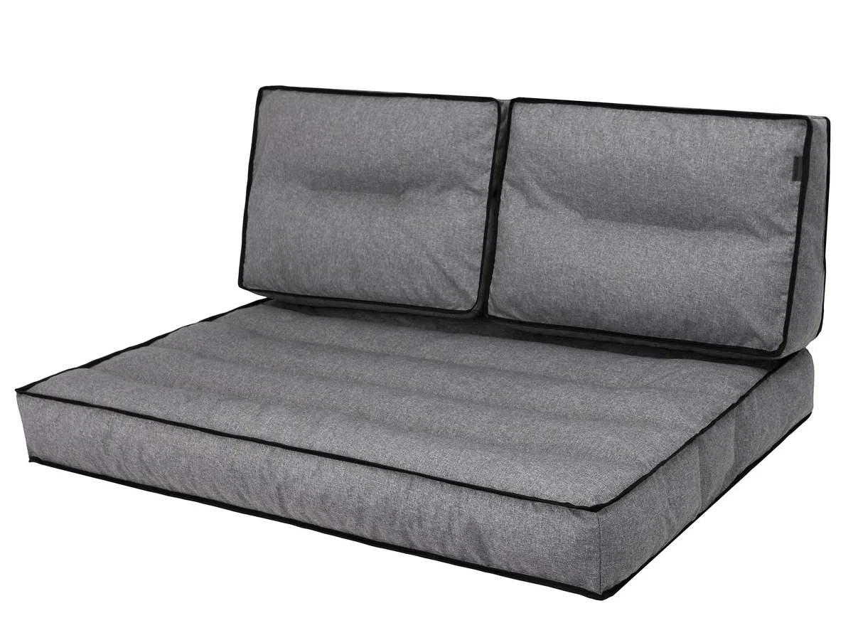 Set di cuscini per pallet, 1 + 2, da giardino, per attività all'aperto, per il tempo libero, cuscino decorativo, da combinare, imbottitura, 60 x 40 cm + 120 x 82 cm, grafite
