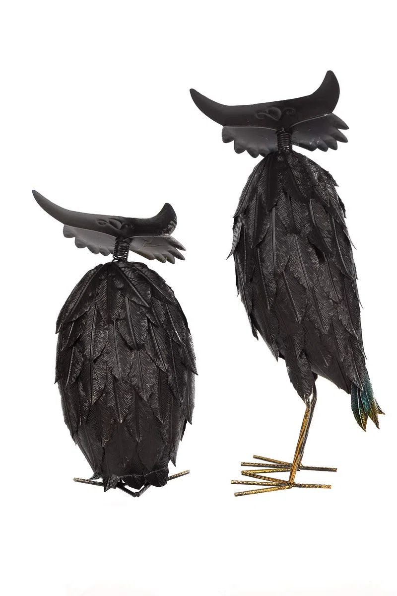 Set di statuette in metallo con gufi o anatre W-G, statuetta decorativa da giardino (coppia di gufo)