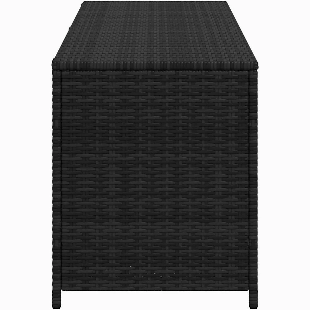 Scatola portaoggetti da giardino in resina intrecciata, 150 x 50 x 60 cm, colore: Nero | Uso come panca, telaio in acciaio verniciato a polvere, stoccaggio cuscini coperte ninnoli