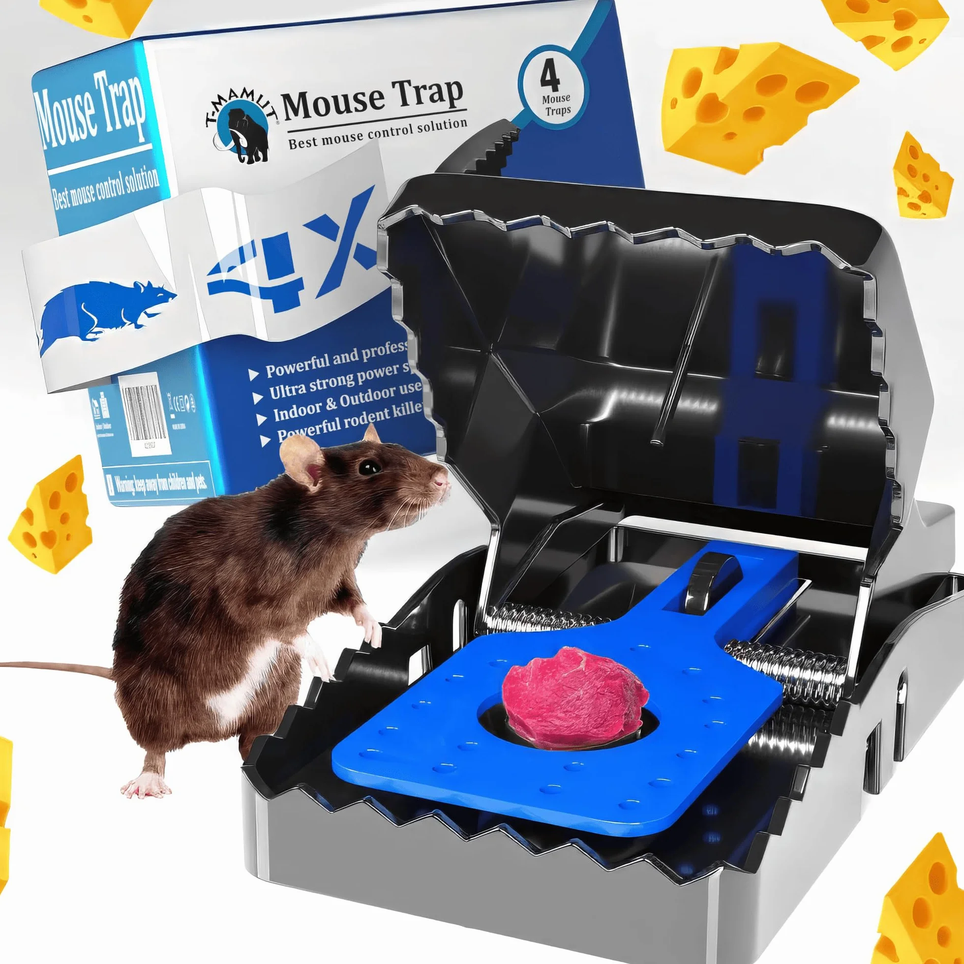 T-MAMUT Trappola Per Topi Grandi 21cm 4 Trappole Per Topi Professionali Riutilizzabili Molto Potenti Per Interno Ed Esterno Molto Efficaci Per Una Protezione Completa Contro Ratti Piccoli & Roditori