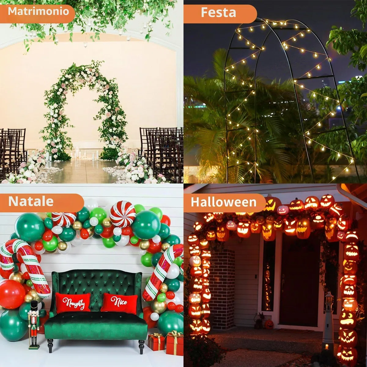 Mr. Ton Garden Arch, Arco di nozze, Pergolato da giardino per interni ed esterni, varie piante rampicanti, altezza 7'8 x larghezza 4'5 cm