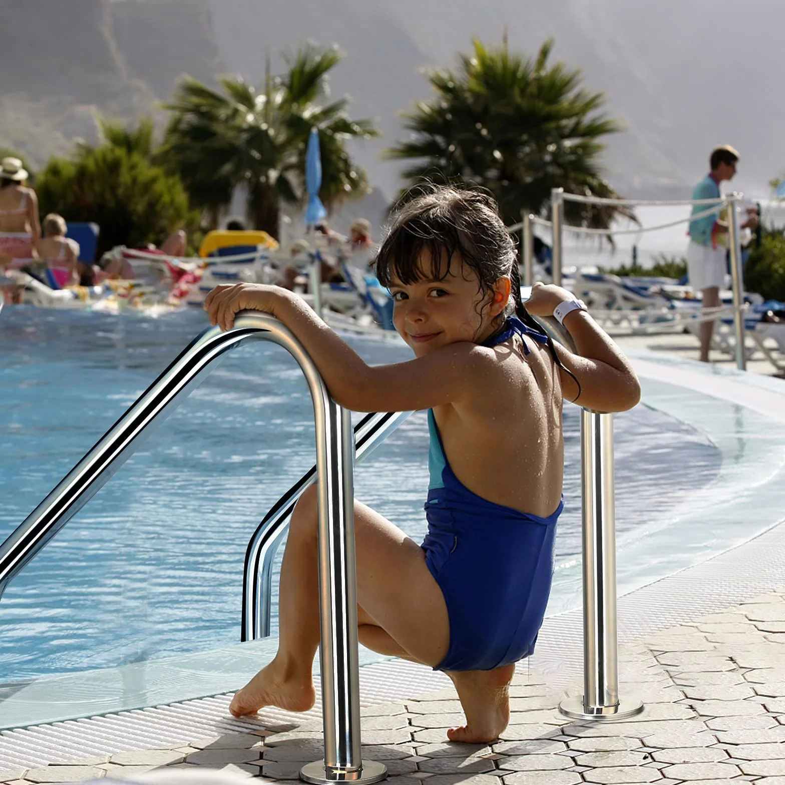 LIFEZEAL Scala per piscina a 3 gradini in acciaio inox, scala da piscina a forma di U con gradini antiscivolo e comode mani correnti, ideale per piscina, spa, parco