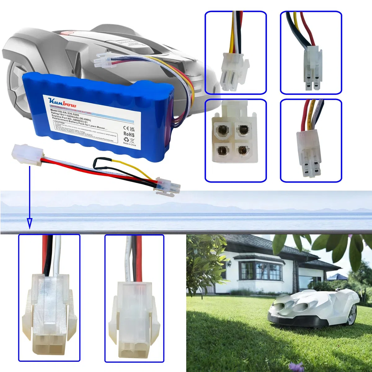 Batteria di ricambio per robot tosaerba Husqvarna Automower 320, 330X, 420, 430, 430X, 430X, 440, 450X, 520, 550, ricambio per Husqvarna Automow batteria 580 68 33-01,580 68 33-02. 18 V/93 6 Wh