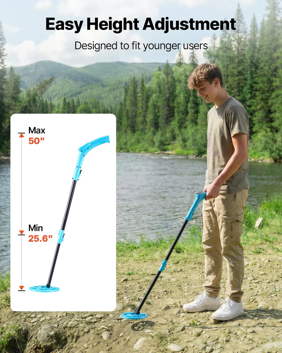 VEVOR Metal Detector per Metalli con Display LCD, Bobina di Ricerca Impermeabile IP68 Profondità di Rilevamento 101,6 mm Frequenza Operativa 3 kHz, Kit Rilevatore d'Oro Metalli da Spiaggia
