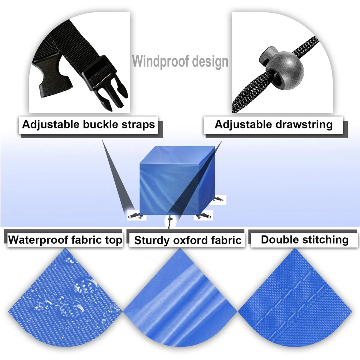 Coperture per Mobili da Giardino 70x70x50cm,Tessuto Oxford 420D, Copertura Tavolo Esterno Impermeabile,Telo Copri Tavolo Esterno,Antivento Anti-UV, Copritavolo da Esterno Quadrato,Blu