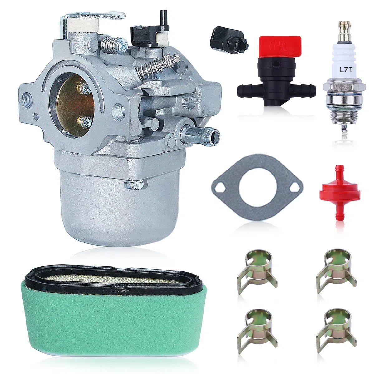 Kit Filtro Aria e Carburatore per 28N707 266707 286707 799728 799868 e Più Modelli, AUMEL Carburatore + Aria e Prefiltro + Guarnizioni + Candela Ricambi 11 in 1