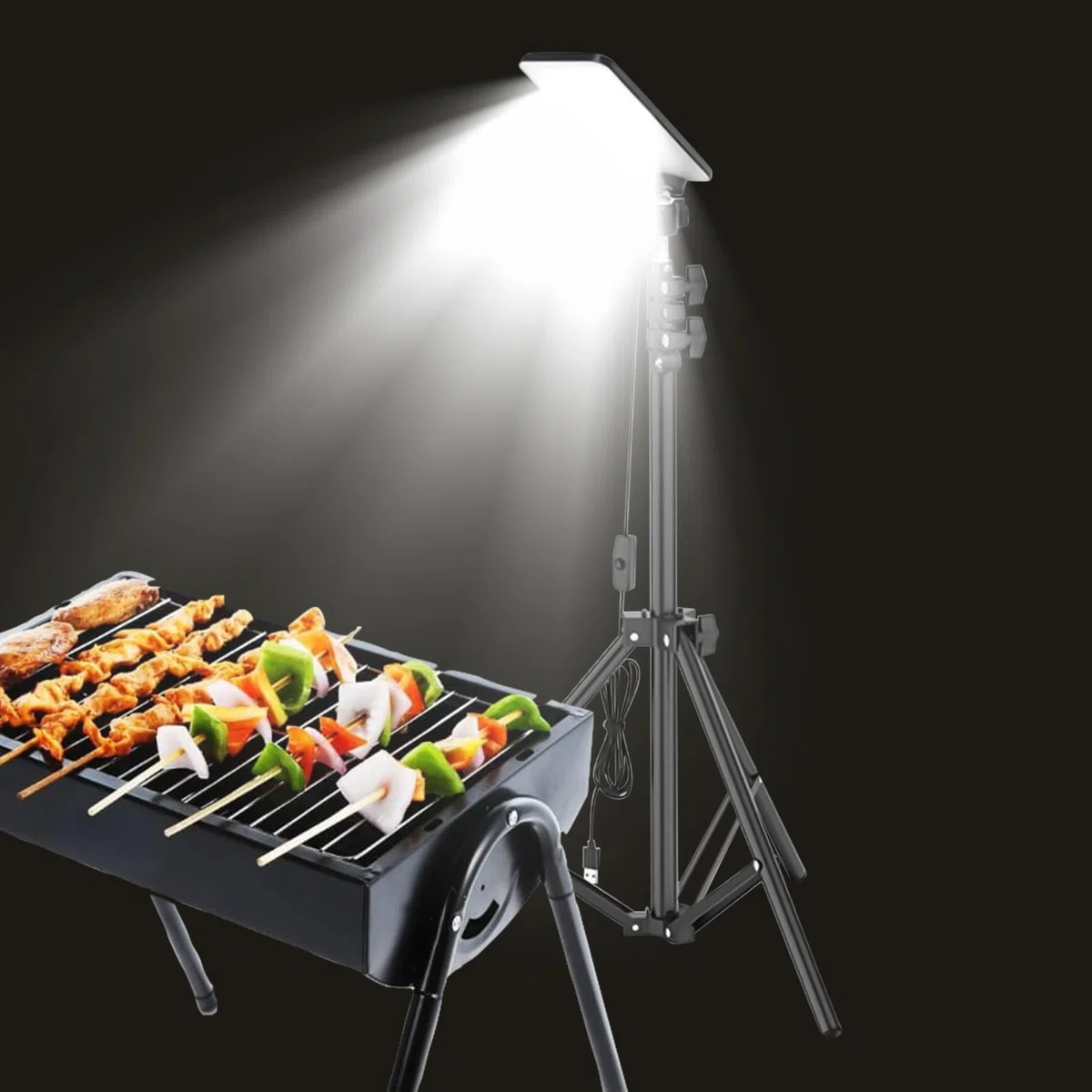 Luce Da Campo LED | Lampada Barbecue Con Treppiede Telescopico - Lampada Lavoro Luminosità Elevata Per Garage Spiaggia Patio Interni