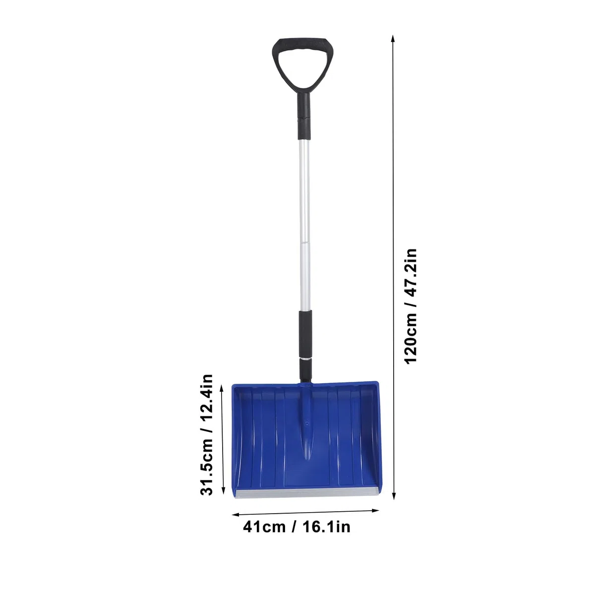 Pala da neve staccabile, pala portatile leggera di grande capacità, pala da neve in alluminio con manico regolabile per emergenza auto, campeggio (Blu)