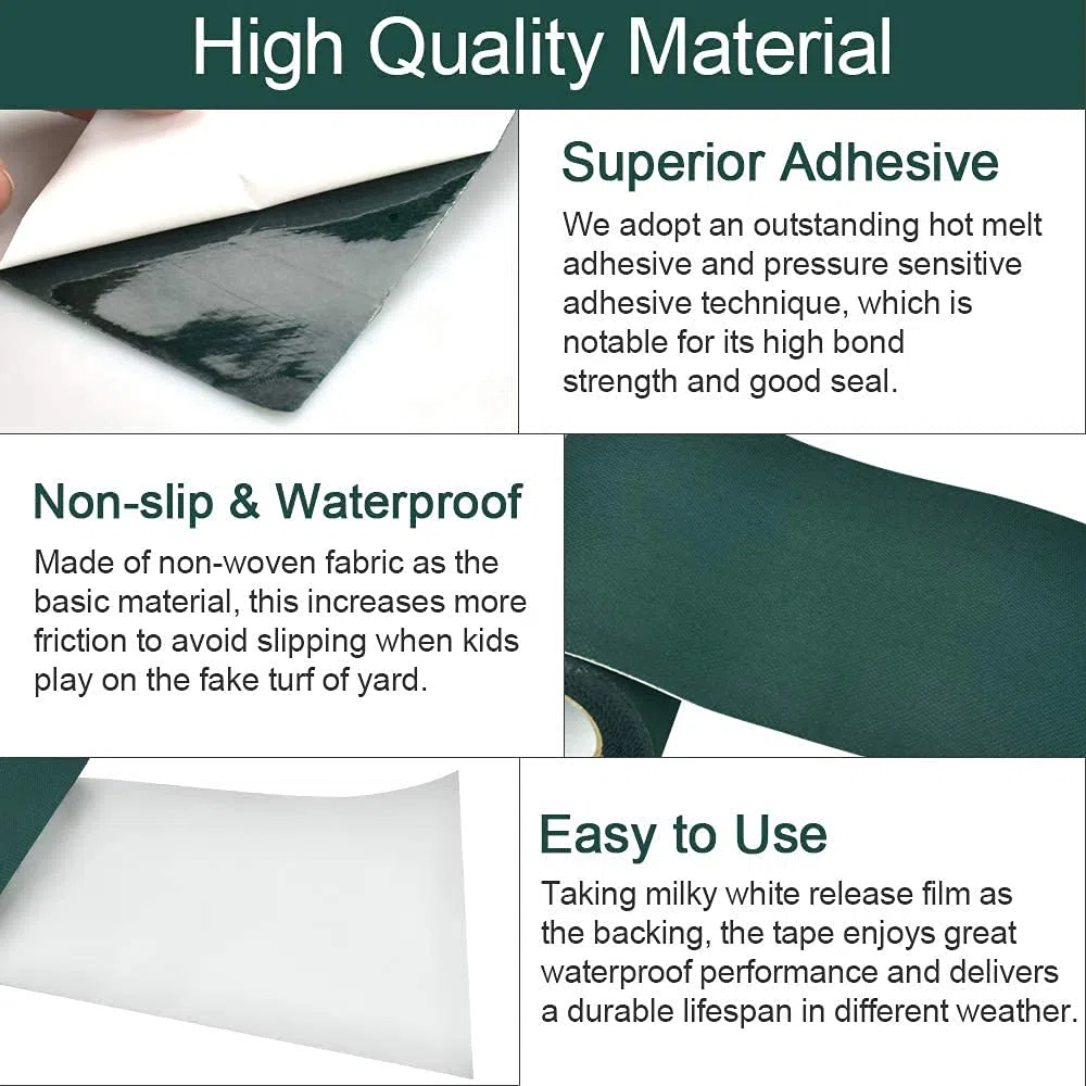 Tyenaza Nastro per Erba Artificiale Adesivo per Tappeto erboso per sezioni di Cucitura di Nastro Sintetico Nastro per Prato Nastro Adesivo per Erba Tappeto erboso 2 Colori 150 mm * 10 m(Verde)