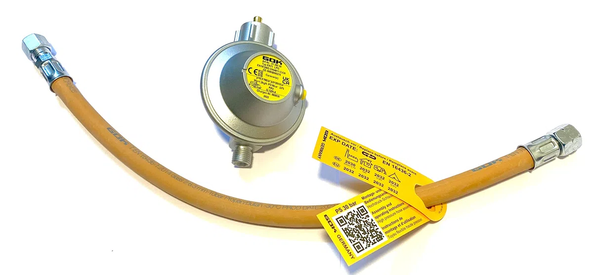 Roeder GOK - Regolatore Gas per roulotte 30 mbar 1,2 kg/h con Tubo 8 mm