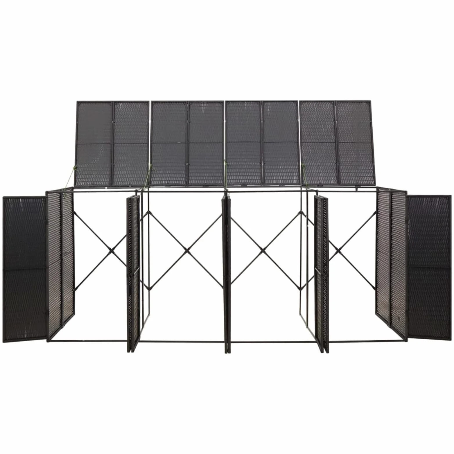 Azzrora Copri Bidoni Spazzatura Esterno, Copribidoni Spazzatura Esterno, Copri Bidone Spazzatura da Esterno, Copribidone Quadruplo Nero 274x80x117 cm in Polyrattan
