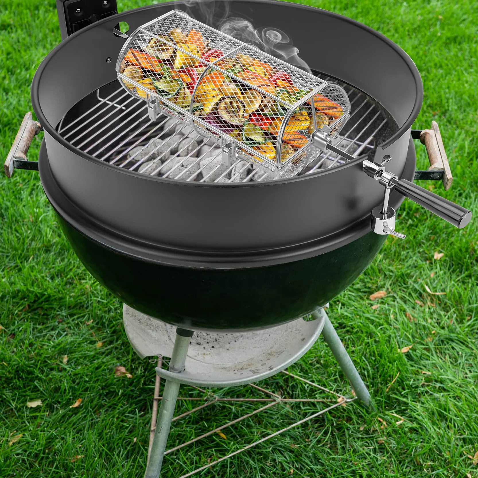 onlyfire BRK-6039 Acciaio Inossidabile Universale Rosticceria Grill Peanut Fagioli Fritte Cestino Si Adatta per Qualsiasi Gas Grill in Acciaio Inox