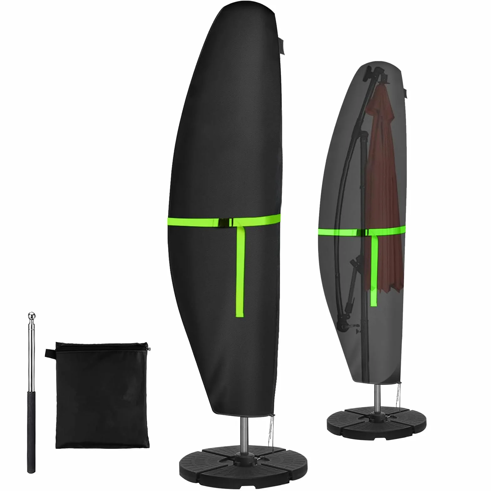 GEMITTO Copertura Protettiva per Ombrellone (Diametro 2-4 m) da Giardino Impermeabile, con Cerniera Impermeabile (280 x30/81/45cm, 420D)