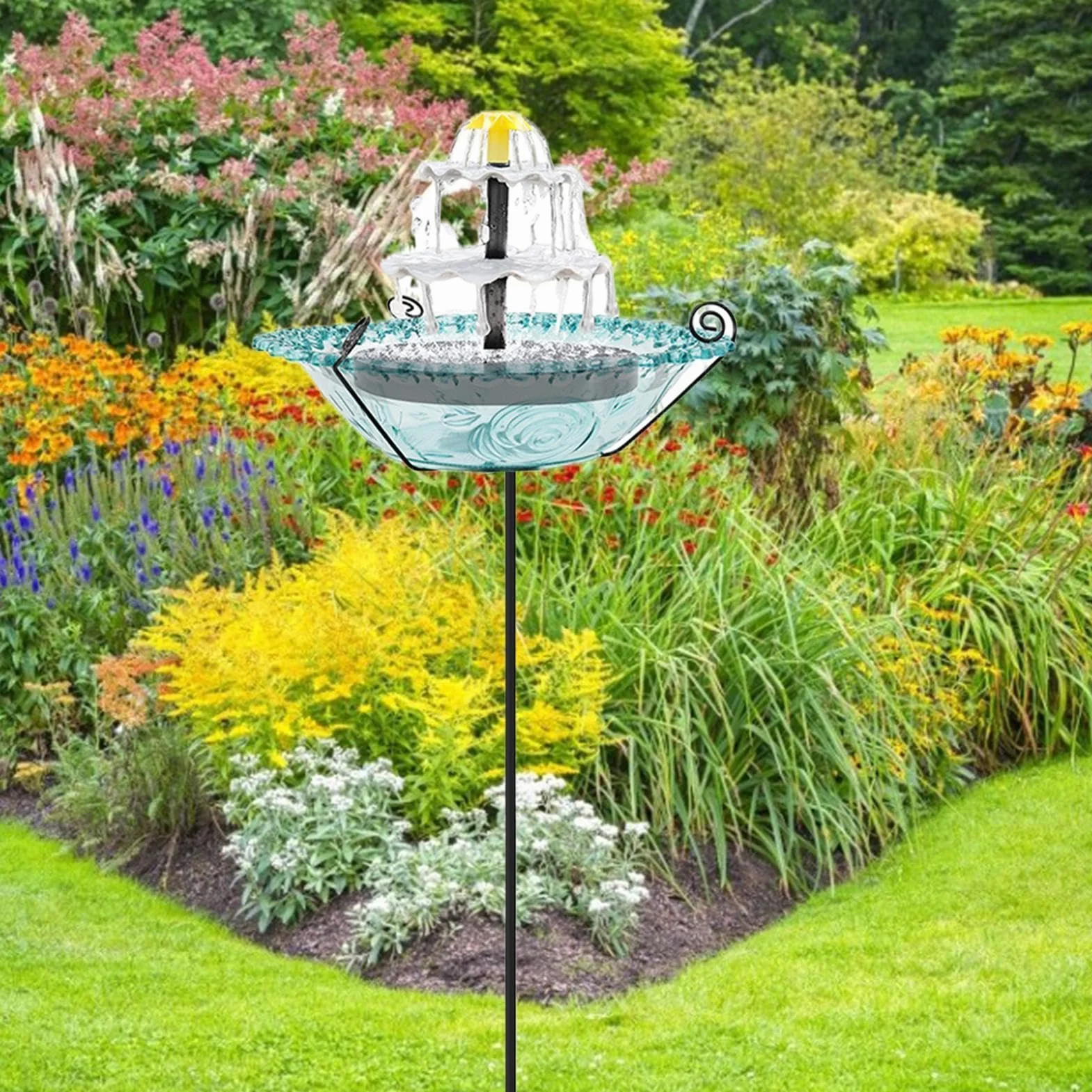 Fontana Solare per Uccelli in Bagno Alimentatore per | Bagno Da Giardino Per Amanti Della Natura Giardinieri Cortile Balcone Terrazza Prato Giardino Antistante