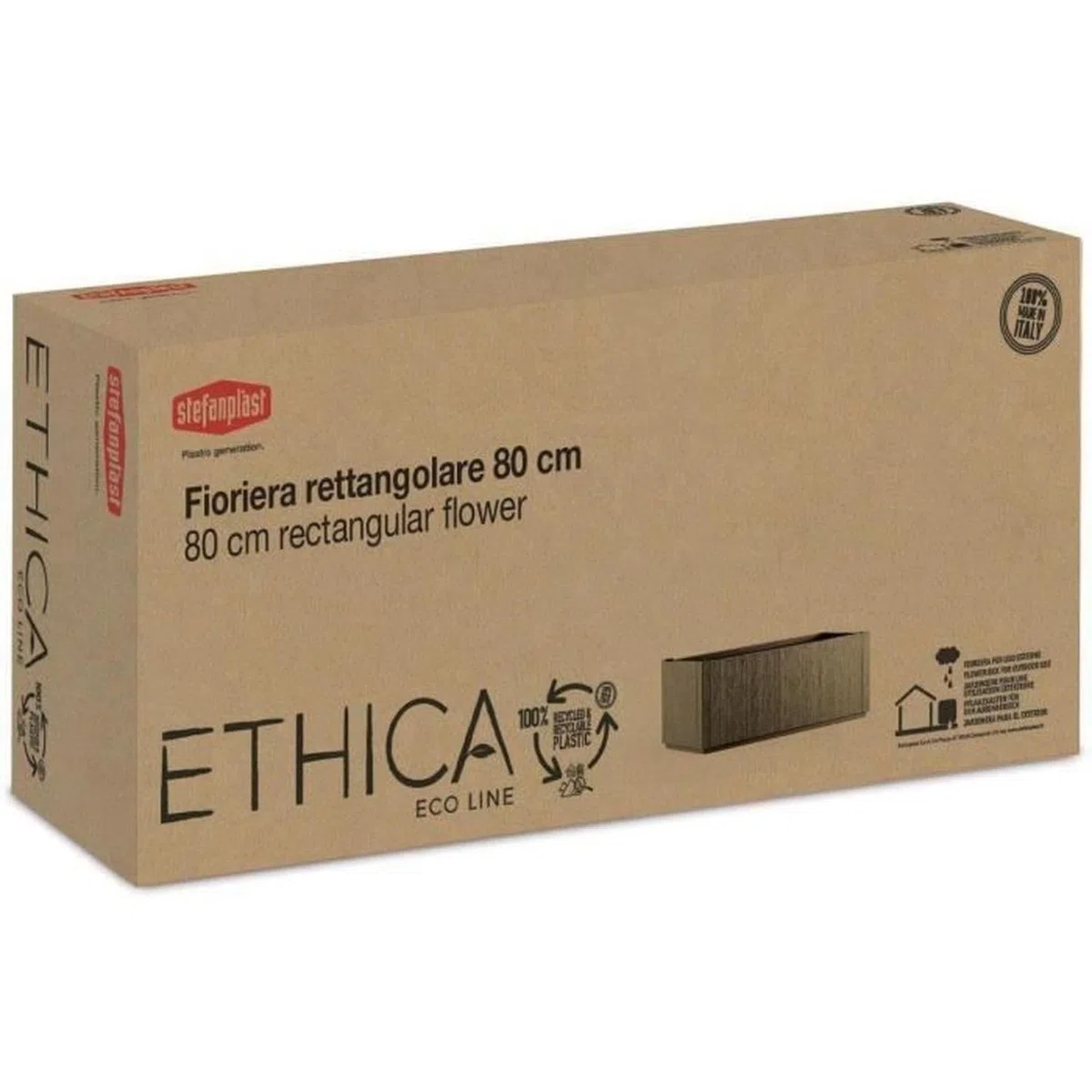 Fioriera ethica rettangolare cm 80 con spalliera grafite