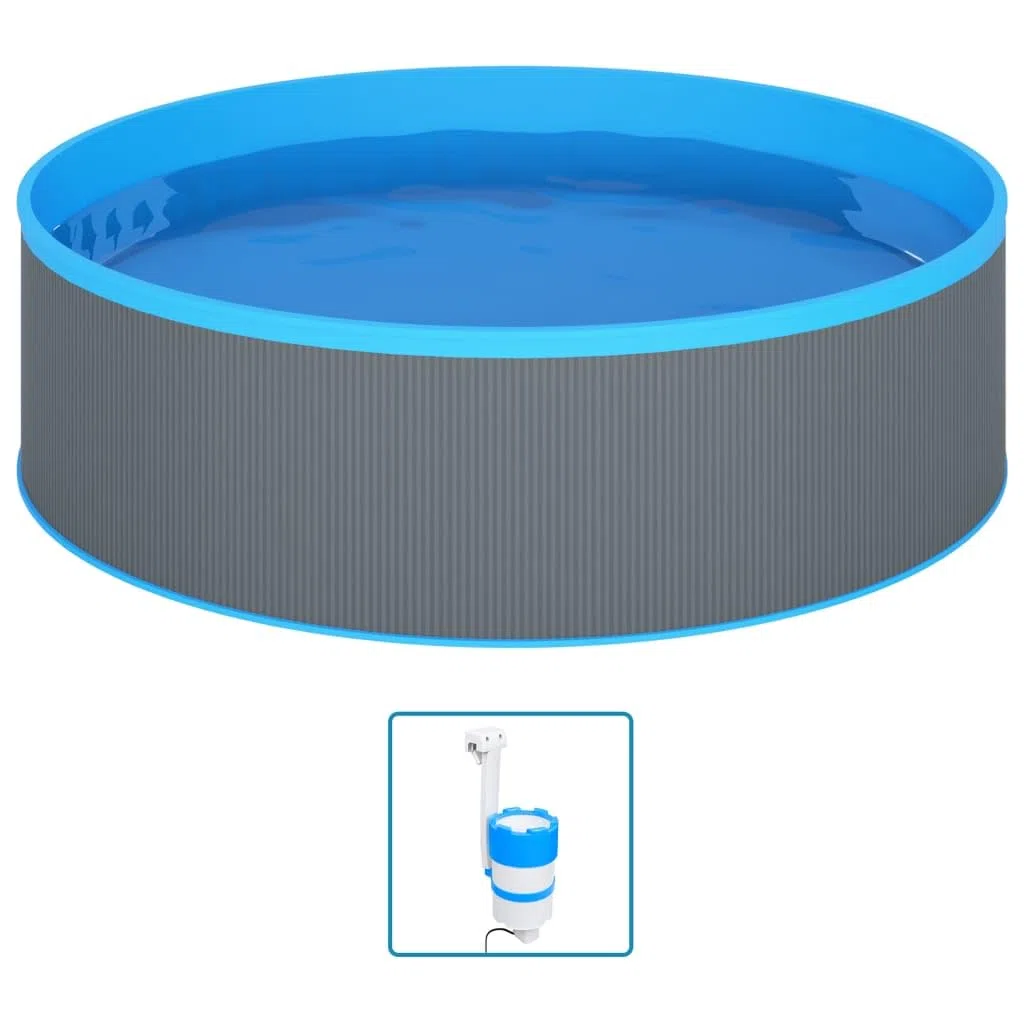 Generico Piscina Fuori Terra con Skimmer e Pompa Sospesi 350x90cm Grigia,Grigio,41.75kg,3070801