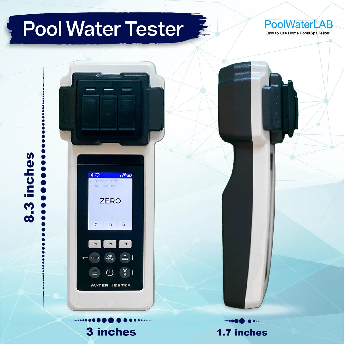PoolLAB 2.0 - Edizione Speciale Tester per l'Acqua Analizza 27 Parametri dell'Acqua - Fotometro Elettronico per Test dell'Acqua - Analisi Completa e Professionale per Piscine e Idromassaggi - con 70
