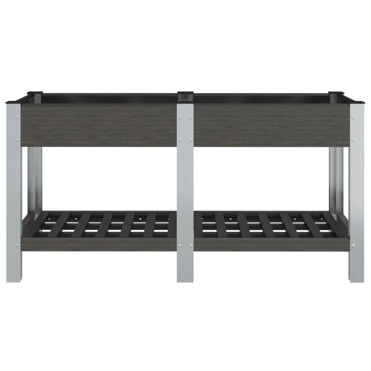 Gecheer Fioriera Rialzata da Giardino, con Ripiano, 175x50x75 cm, in WPC e Acciaio, per Balcone Patio e Orto Domestico
