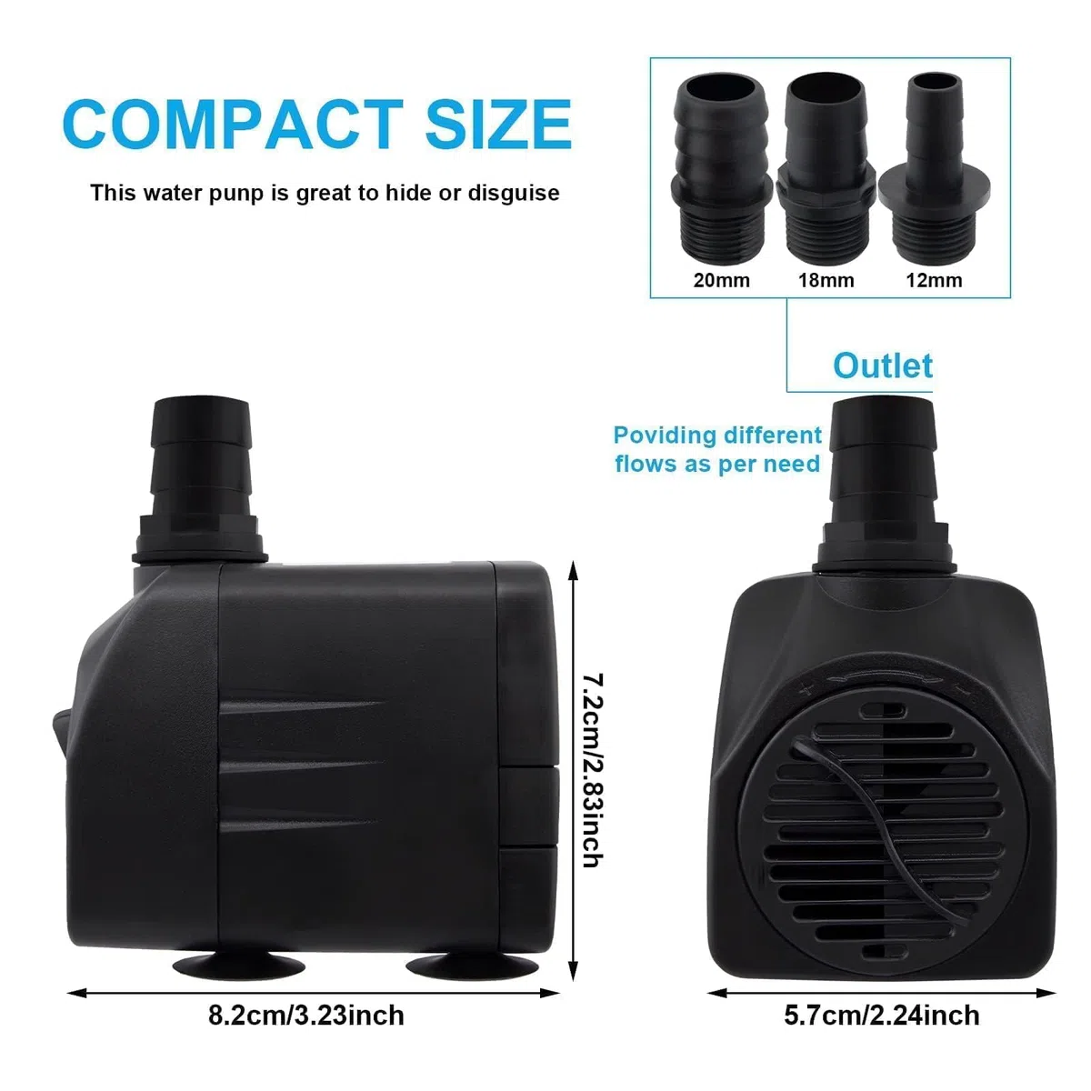 Pompa dell'acqua a immersione, 30 W, 2000 l/h, ultra silenziosa, per laghetto, fontana, acquario, giardino, fontana per esterni, per fontane, sistemi idroponici