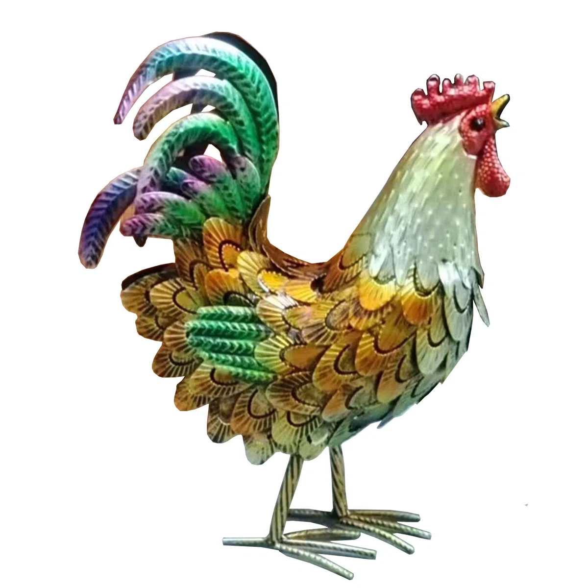 MECC Metallo Rooster Decor, Metallo Animal Yard Art Lawn Ornament Figures Artwork per Outdoor, Patio, cortile e Decorazione Domestica Della Cucina (golden)