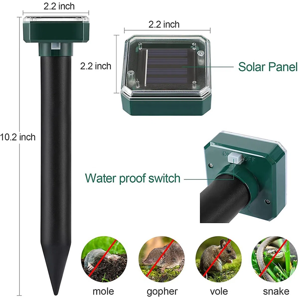 Confezione da 16 Repellenti per Serpenti Ad Energia Solare per Esterni, Repellenti per Serpenti Ad Ultrasuoni, Repellenti per Serpenti Solari per Esterni