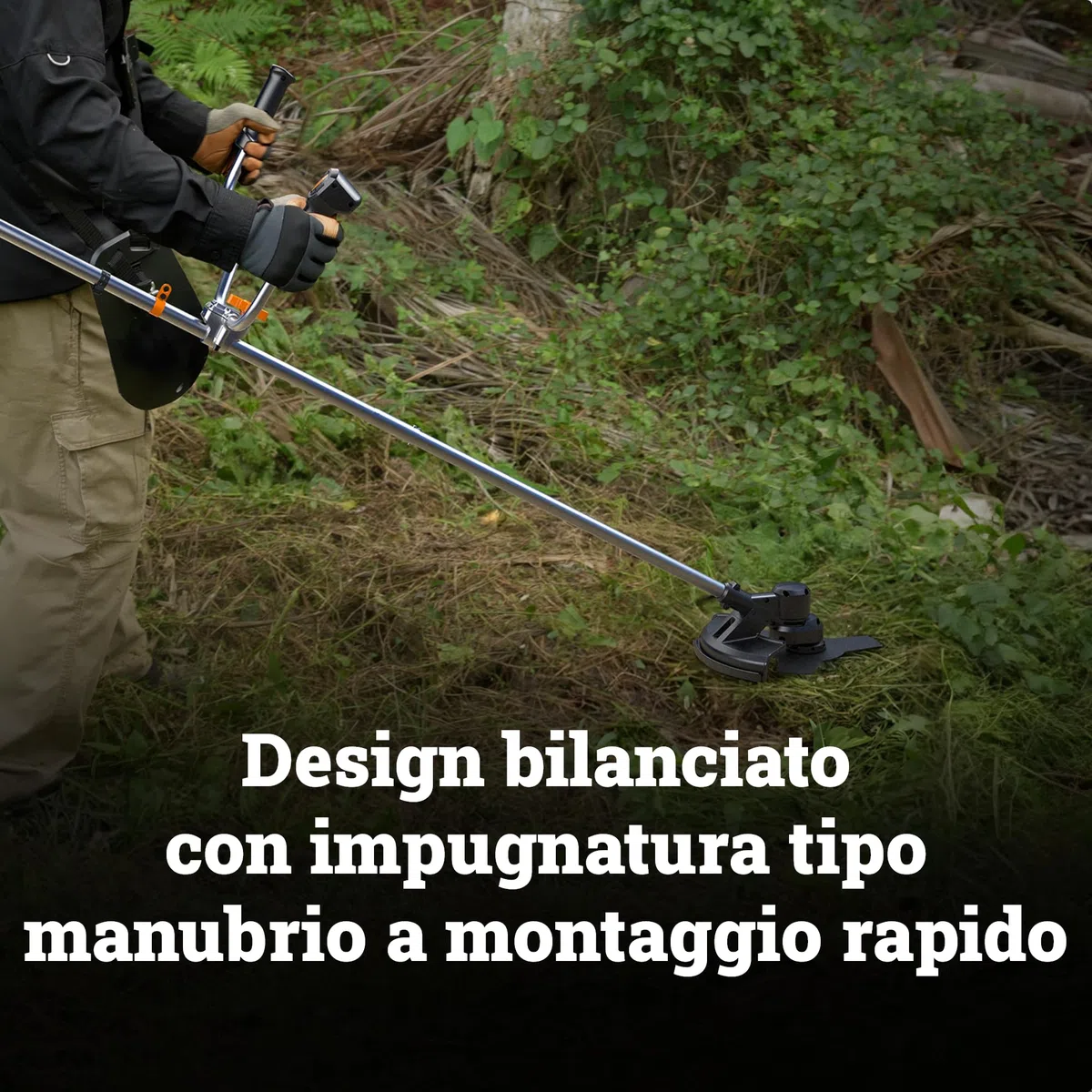 WORX WG082E,9 Decespugliatore 20V da 30 cm / 25,5 cm, pesa solo 4,1 kg, fino a 65 minuti di autonomia con una singola carica, motore brushless, 1 batteria da 4,0 Ah inclusa, PowerShare