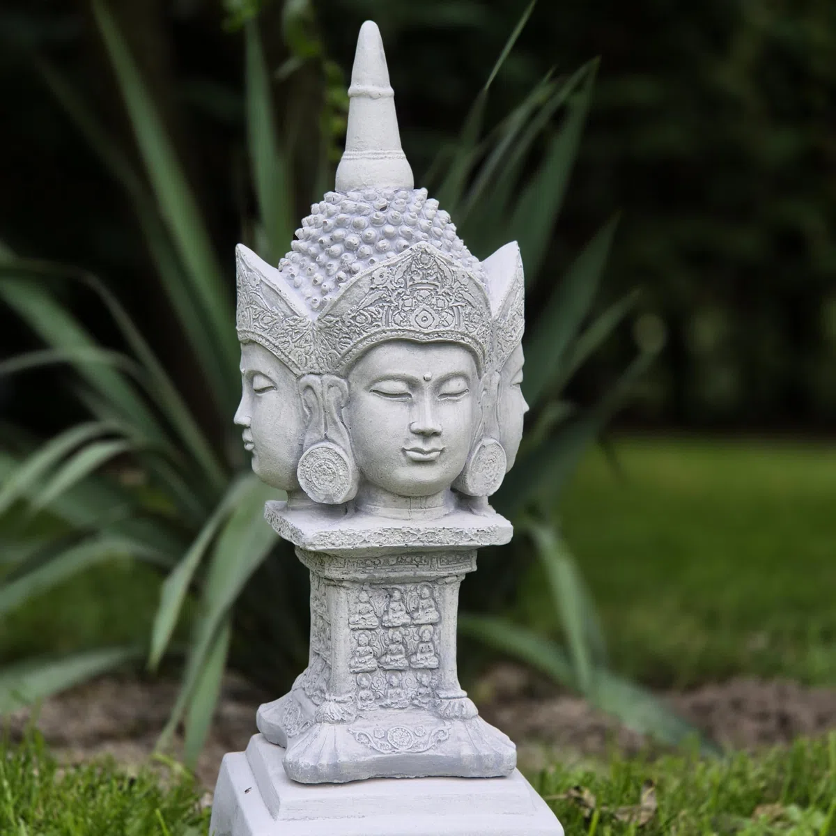 FABRIQ Buddha a quattro facce, 37 cm, 5 kg, resistente alle intemperie, Zen & Feng Shui, statuetta da giardino
