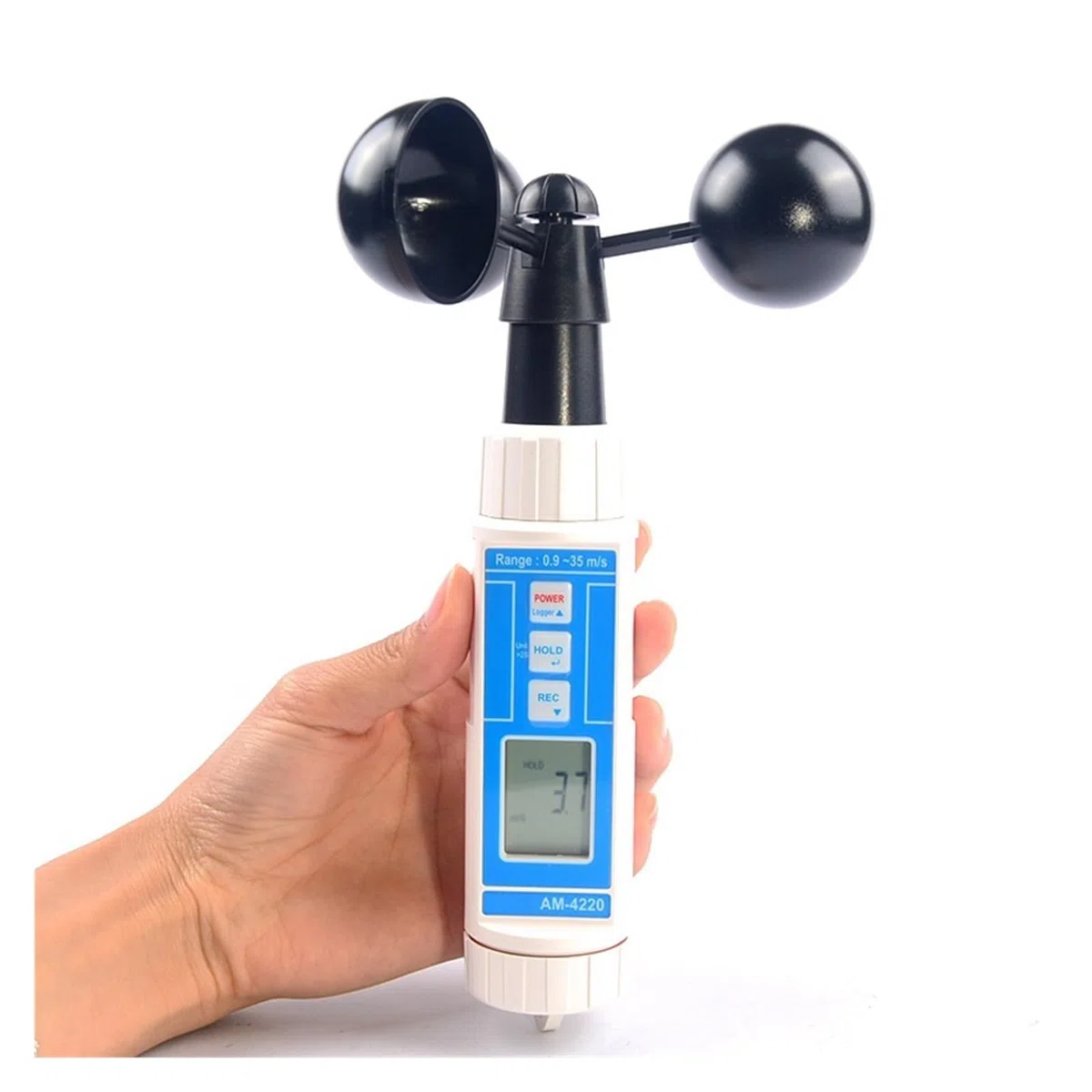 Anemometro portatile per misurazione della velocità del vento, tester del vento portatile per uso esterno, ideale per HVAC e monitoraggio meteo, prestazioni accurate