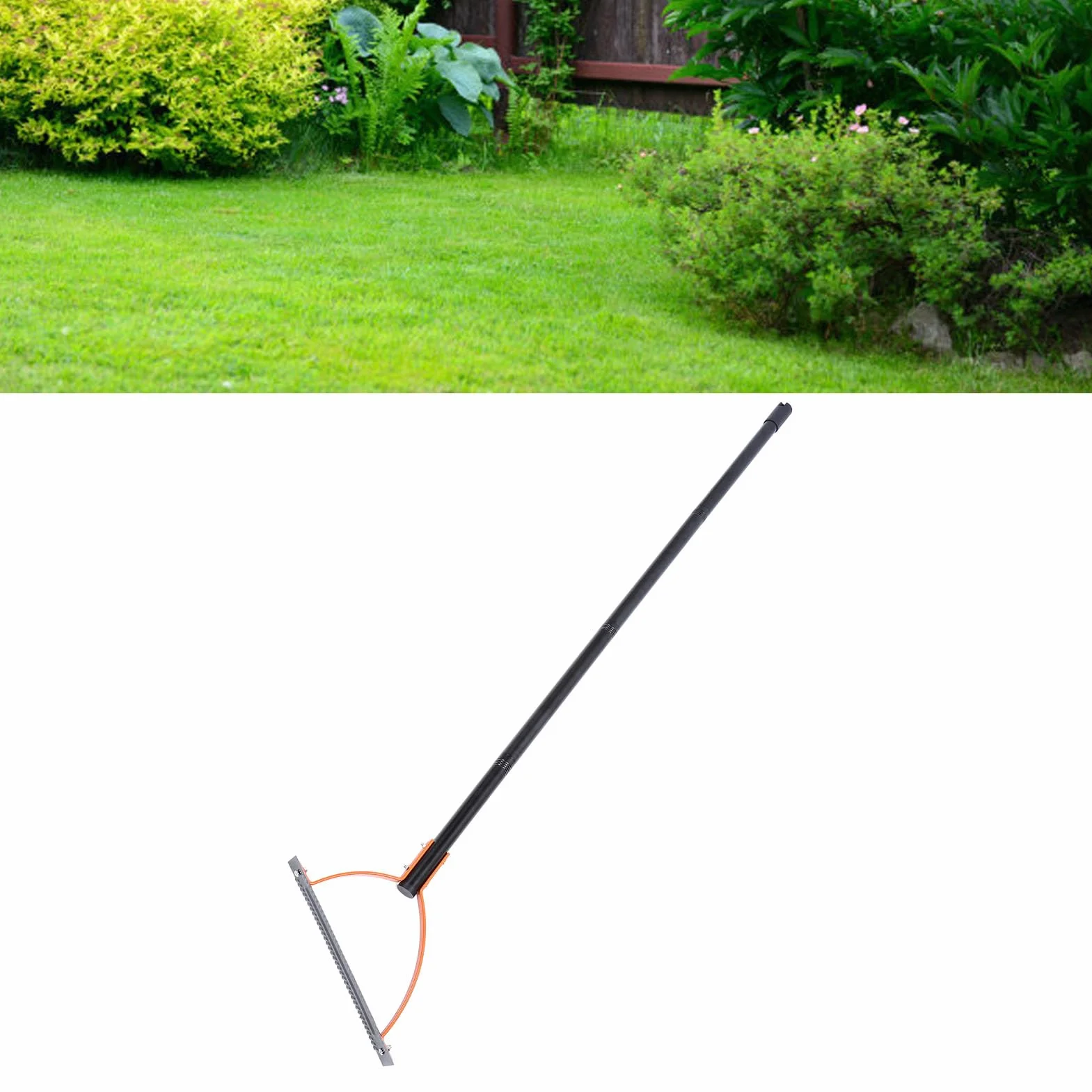 Annadue Tagliaerba Manuale, Lama Seghettata a Doppio Taglio, Manico in Acciaio Inossidabile, Frusta per per Prati da Giardino (4 Sezioni)