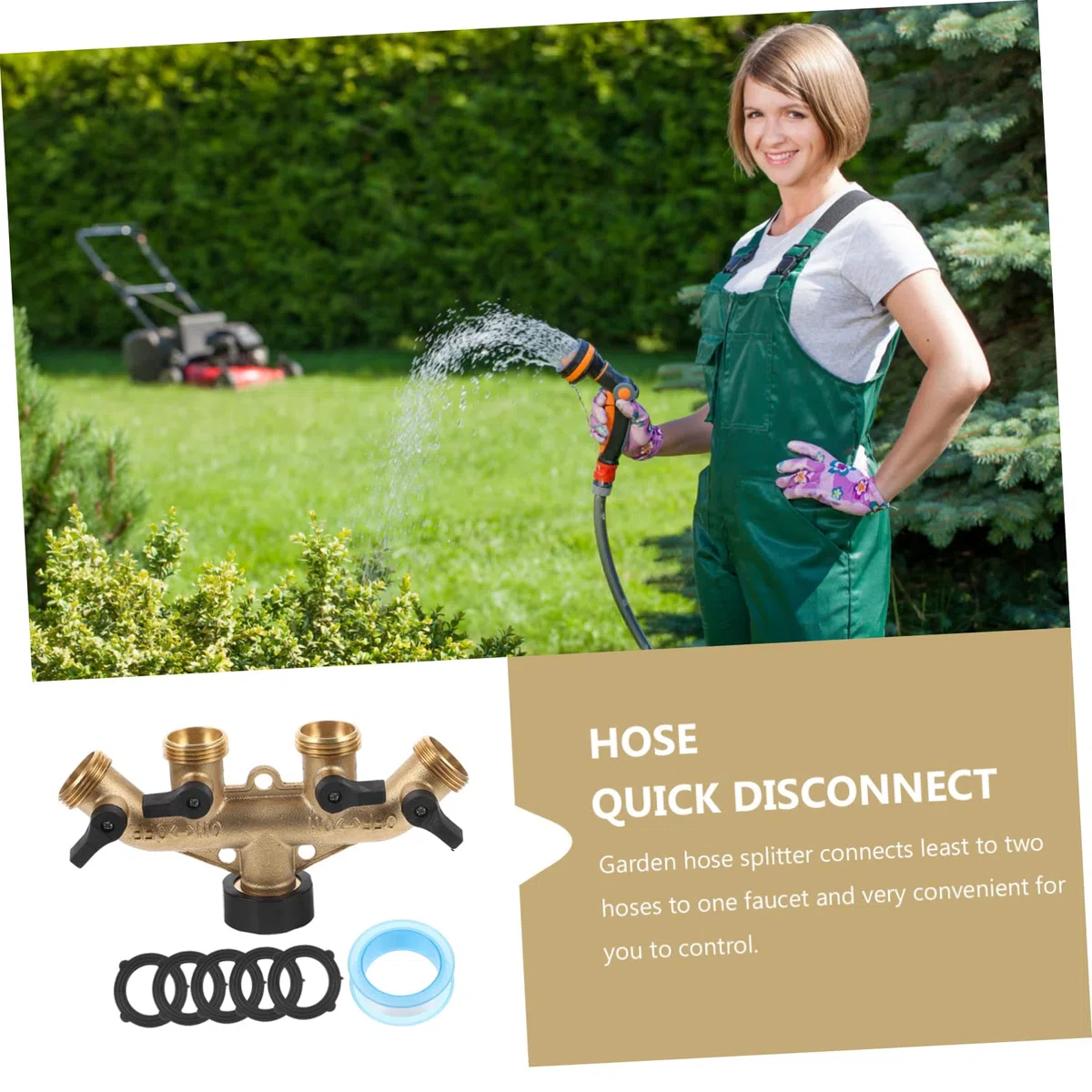 DOITOOL 4 Set Di Divisori Per Tubi Flessibili Da Esterno Divisori Per Rubinetti Da Giardino Raccordi A Innesto Rapido - Connettore in Ottone