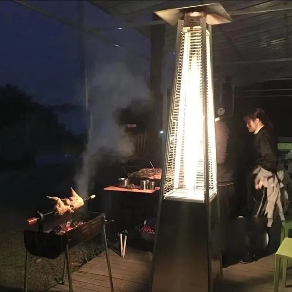 Riscaldatore da esterno per patio, 13 kW, riscaldatore da giardino autoportante, calore regolabile con ruote per terrazza e gazebo