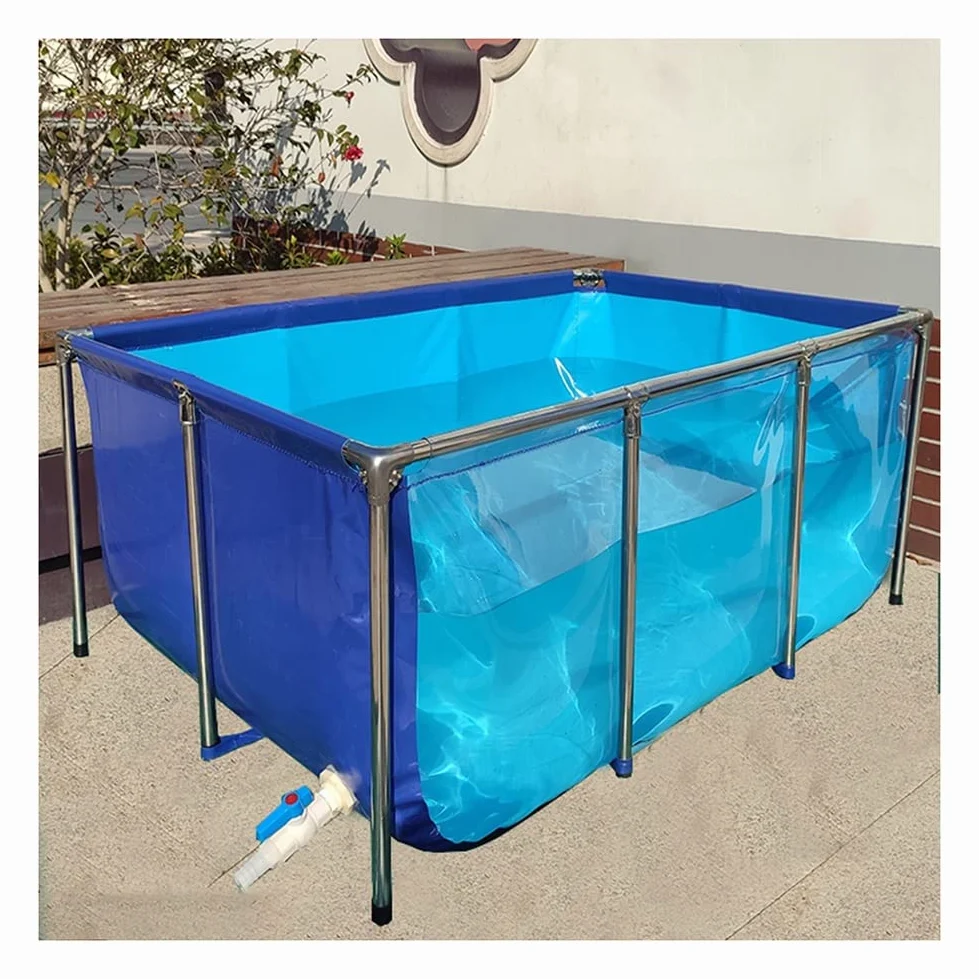 Rivestimento flessibile per stagno in PVC con telaio in acciaio e pannello di visualizzazione per acquari interni/esterni per pesci rossi koi e piante acquatiche, soluzione durevole per stagni da