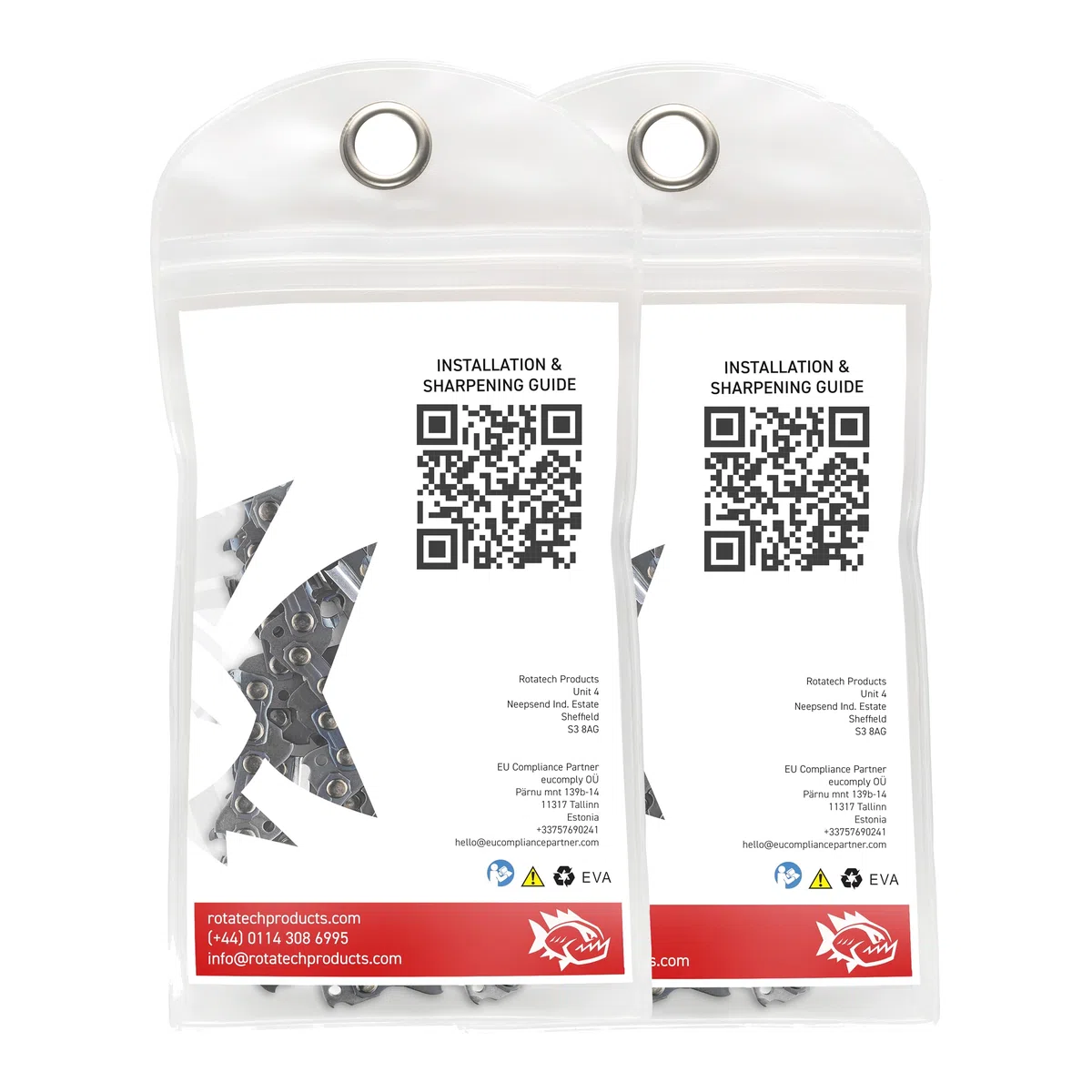 2 (due) 40,6 cm Rotatech catene per motosega per Bosch AKE40, AKE40S, AKE40-17S, AKE40-18S, AKE40-19S, UniversalChain 18,3/8" LP Pitch, calibro .43", 57 collegamenti di trasmissione.