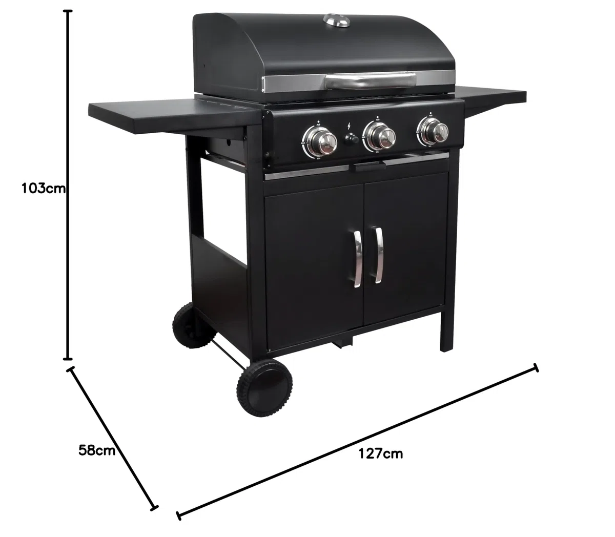 Black X3 Barbecue a GAS 3 Fuochi 127x58x103cm
