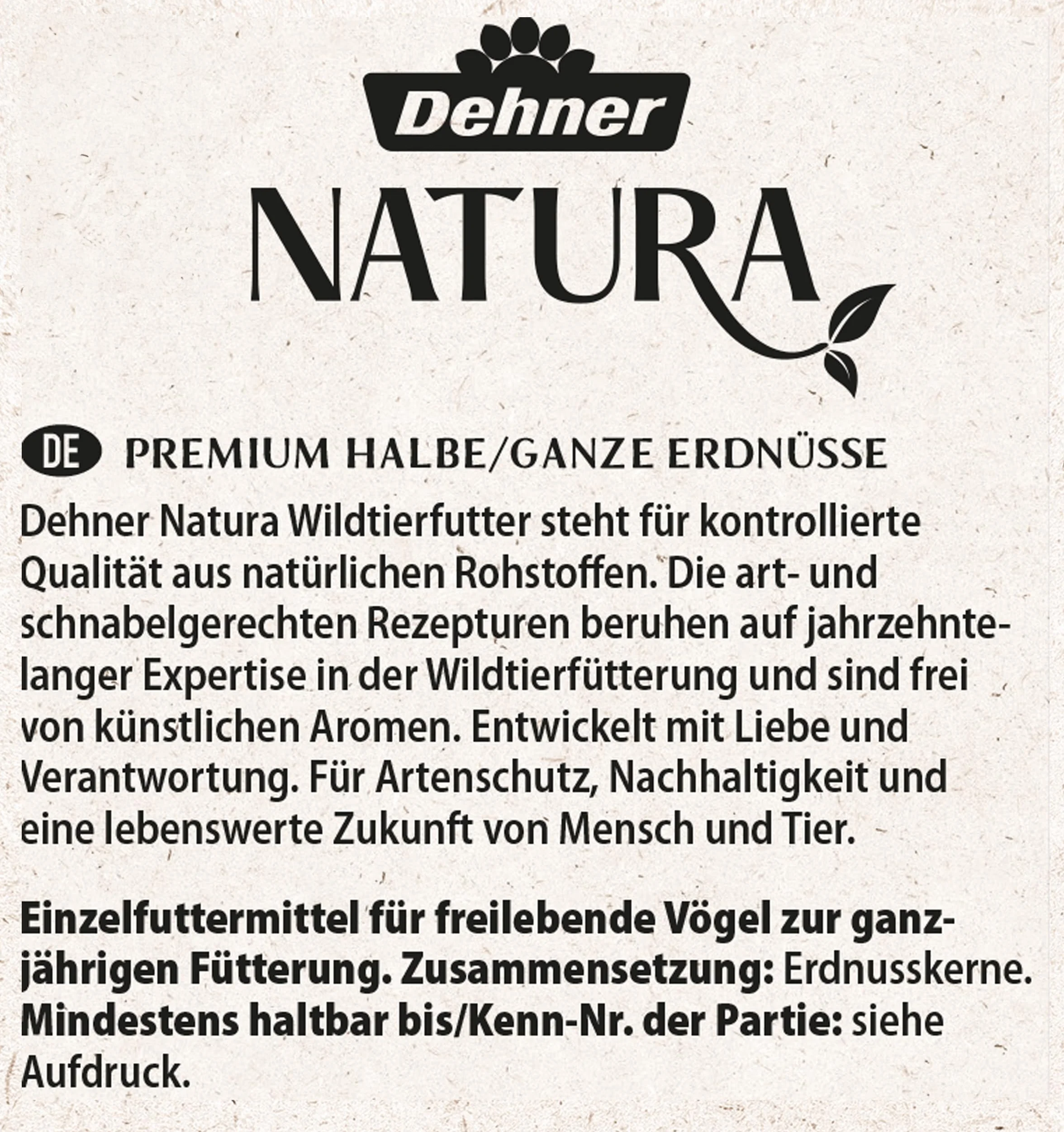 Dehner Natura Premium mangime per Uccelli Selvatici, Arachidi per metà o Intere, 5 kg