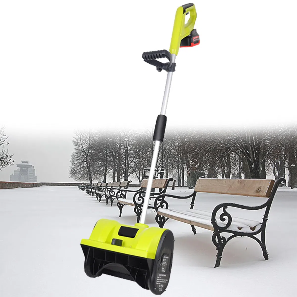 Pala da Neve elettrica Senza Fili, Larghezza 32 cm, spazzaneve a Batteria, con 2 batterie e caricabatteria rapido