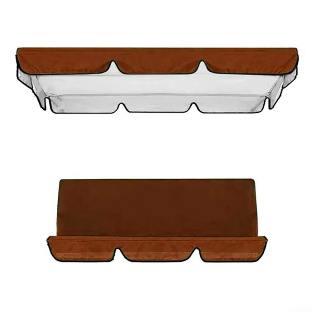 Dondolo Hollywood a 3 posti con tetto regolabile e cuscino per seduta, set di ricambio per altalena da giardino, 3 coprisedili e copertura per tettuccio (marrone, 164 x 114 x 15 cm)