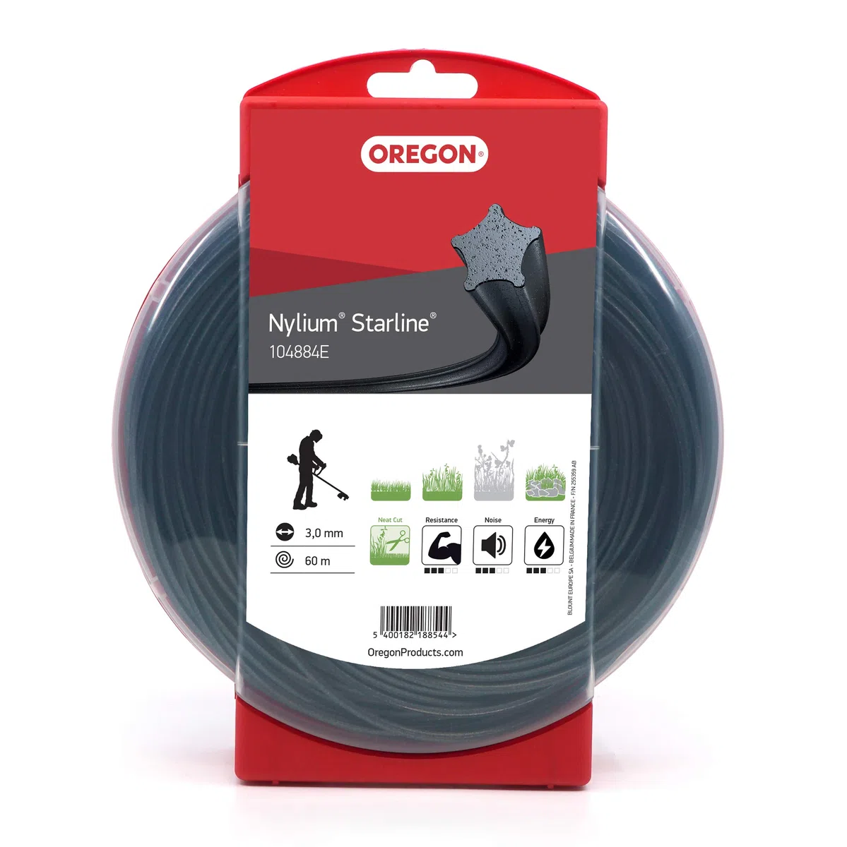 Oregon Filo per Decespugliatore a Forma di Stella in Nylon Resistente, Adatto per Erba Alta, Rifiniture e Vegetazione Fitta, Compatibile con Numerosi Marchi, 3,0 mm x 60 m (104884E)