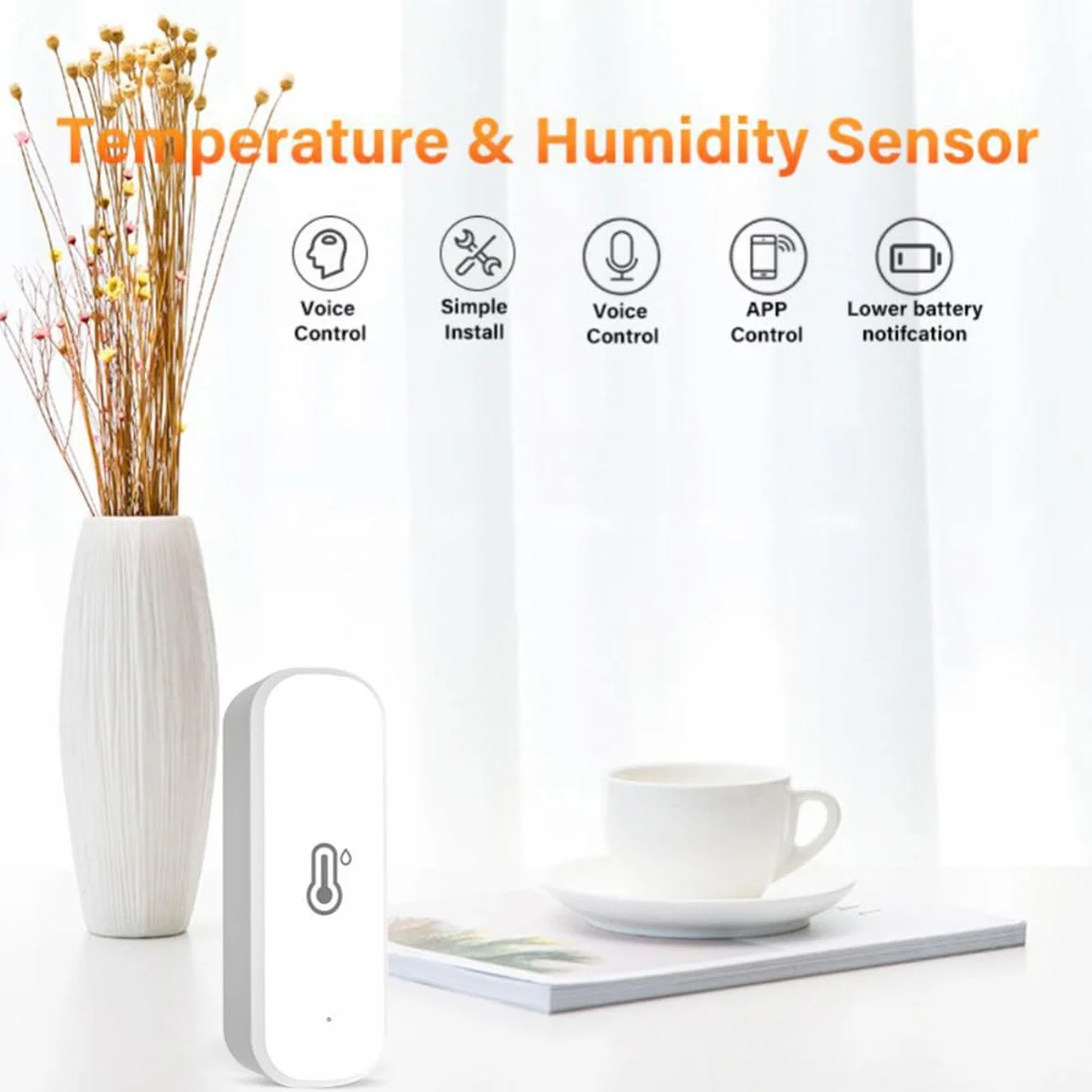 Mengshen Confezione da 2 sensori di umidità WiFi intelligenti per monitor della temperatura interna con avviso di notifica compatibili per Alexa Google Home Nursery Basement