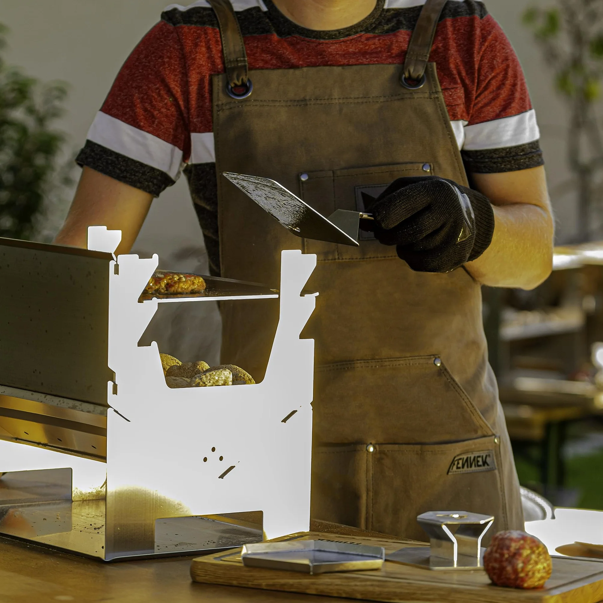 Fennek Grembiule per barbecue, finitura di alta qualità, con impregnazione mediante strato di cera, grigio, taglia unica