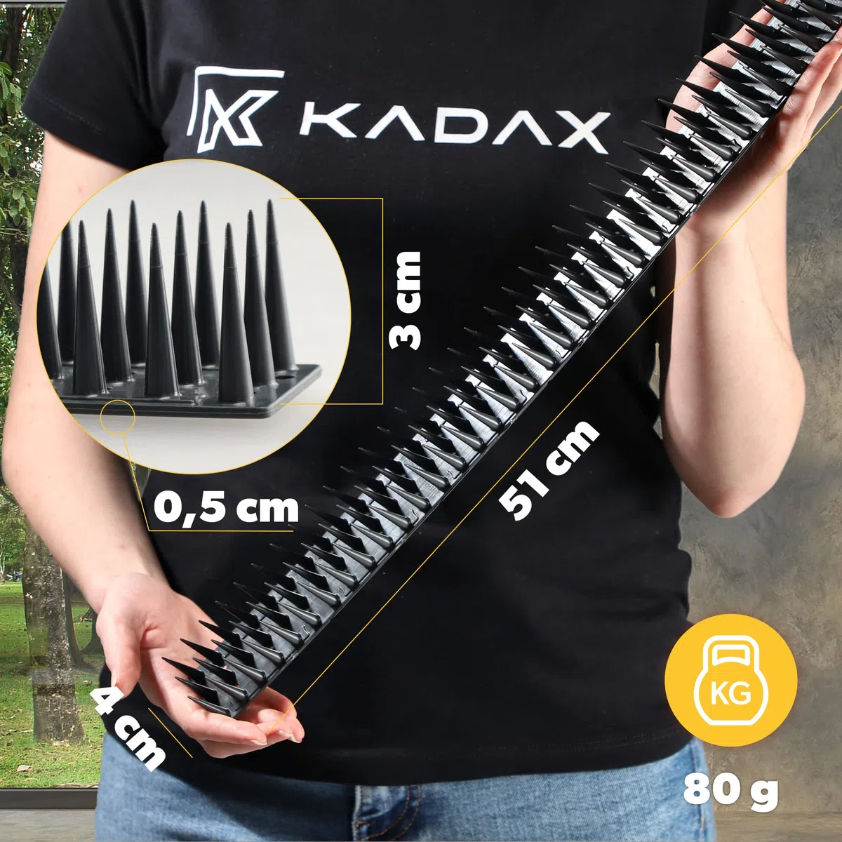 KADAX Set di 48 Dissuasori per Piccioni in Plastica, Dissuasore per Uccelli da Balcone, Scaccia Piccioni, Spuntoni per Corvi, Disabituante Anti Piccioni (48, Nero)