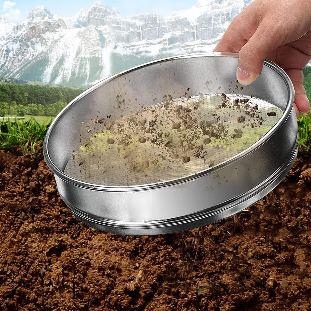 30cm Setaccio per Terreno Setaccio Terra Grande Setaccio da Giardino in Metallo per Pietre, Terreno, Ghiaia, Compost, Sabbia