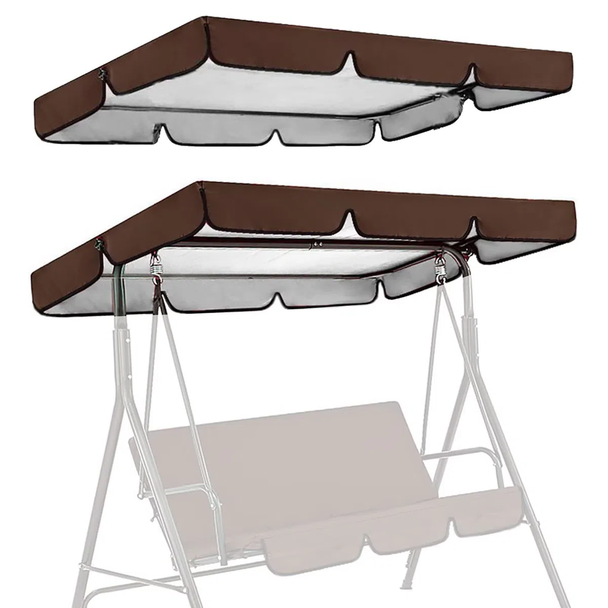 Copertura Telo Tettuccio di Ricambio per Dondolo da Giardino 2/3 Posti,Copertura di Ricambio Altalena da Patio,Universale Impermeabile Anti-UV Parasole Tettuccio per Dondolo per Esterno