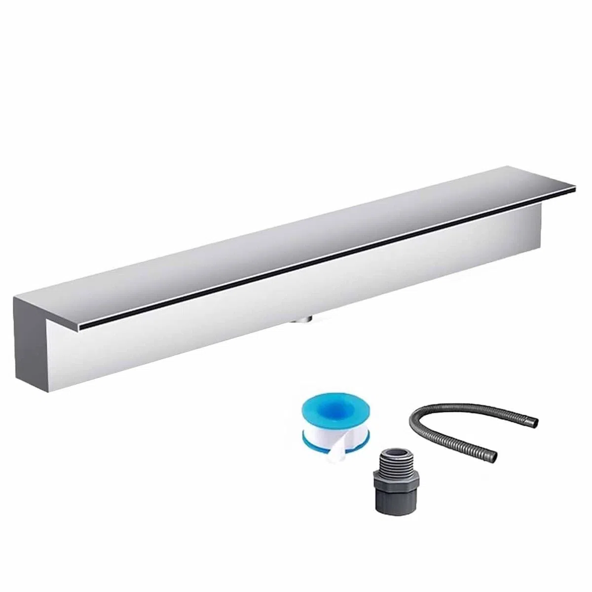 Cascata in acciaio inox 304 per stagni e fontane, lama liscia a cascata, facile installazione, uscita 100 cm, ideale per giardini e patii