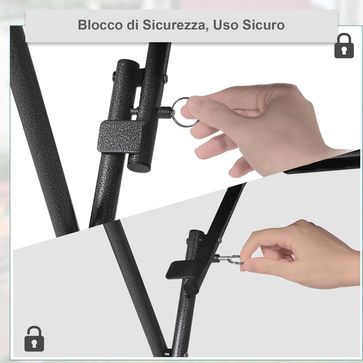 eSituro Tavolo Pieghevole da Balcone, 61x61x73cm, Tavolino da Esterno in Stile Rattan, Tavolo Richiudibile Salvaspazio con Struttura in Metallo, per Giardino, Terrazza, Nero