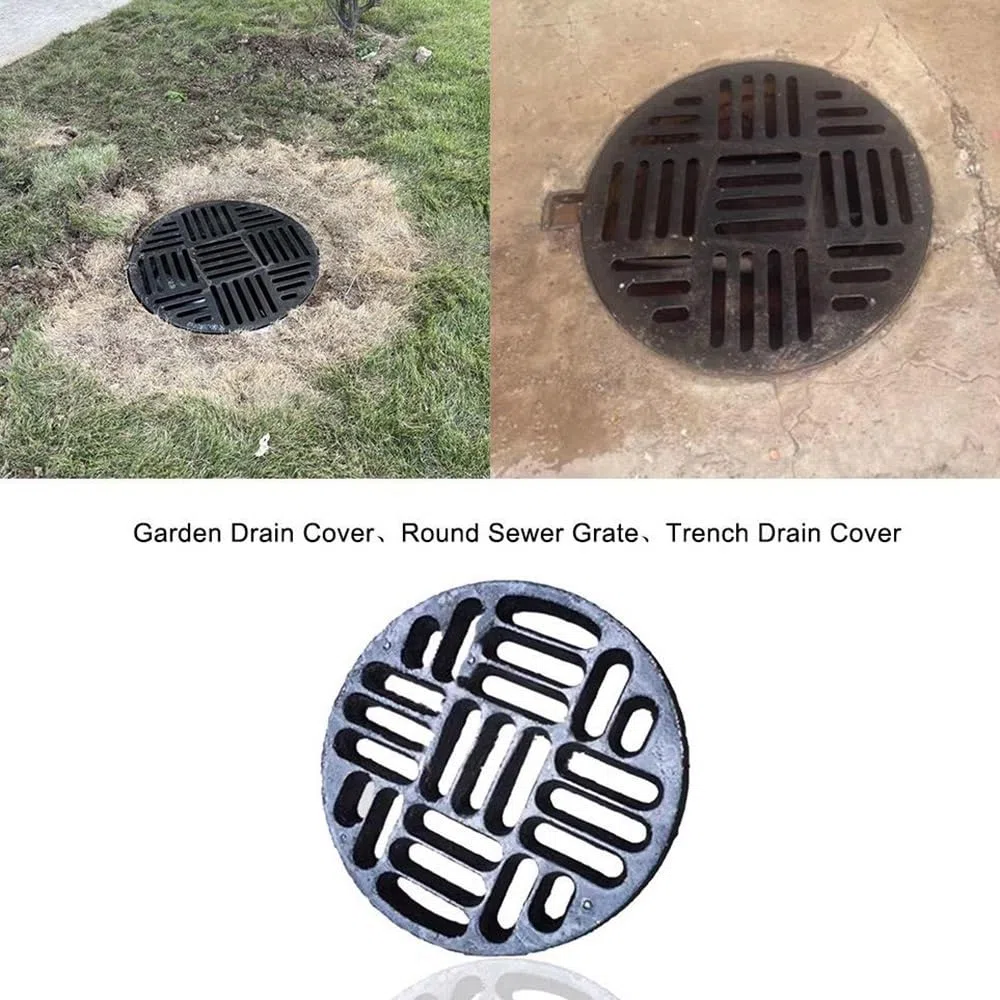 Copertura per griglia di scarico in ghisa per esterni, ricambio per scarichi da trincea, dimensioni da 19,8 cm a 61 cm, filtro per fognatura durevole per una gestione efficace dell'acqua e soluzioni