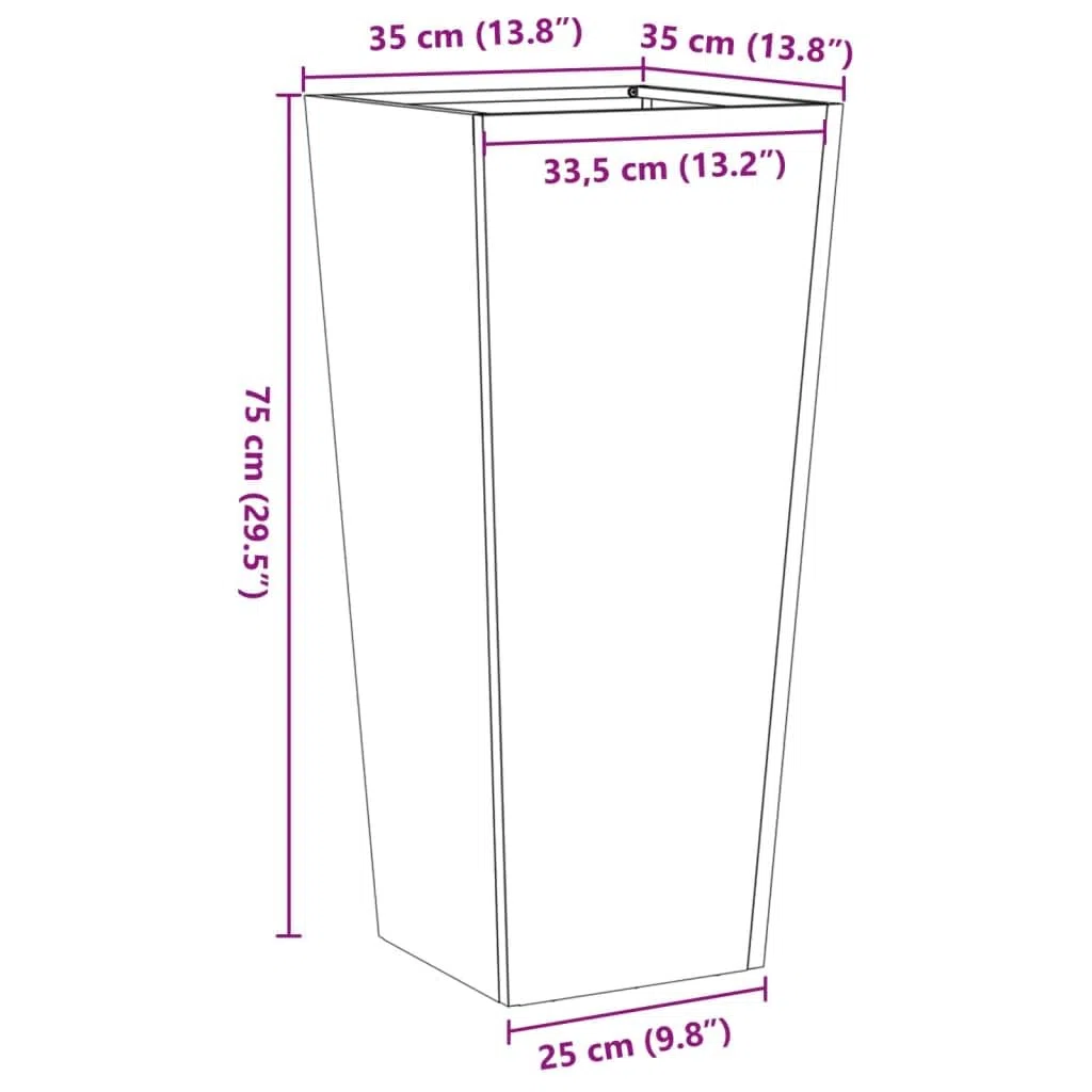 vidaXL Fioriere da Giardino 2 pz Nere 35x35x75 cm in Acciaio, fioriera, fioriera da Patio, Vaso Fiori da Esterni, fioriera da Esterno