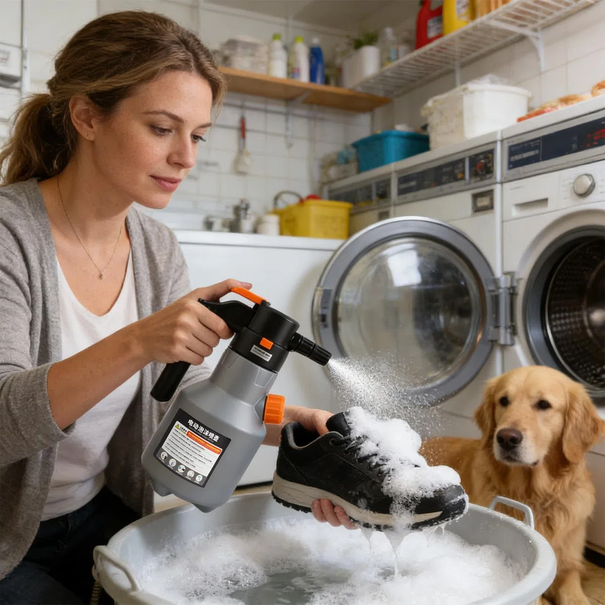 Spruzzatore Schiuma a Pompa 2L con Misurino per Lavaggio Auto | Spruzzatore Schiumogeno Elettrico a Batteria per Veicoli, Casa, Cucine, Esterni, Giardino, Patio, Cura e Dettaglio