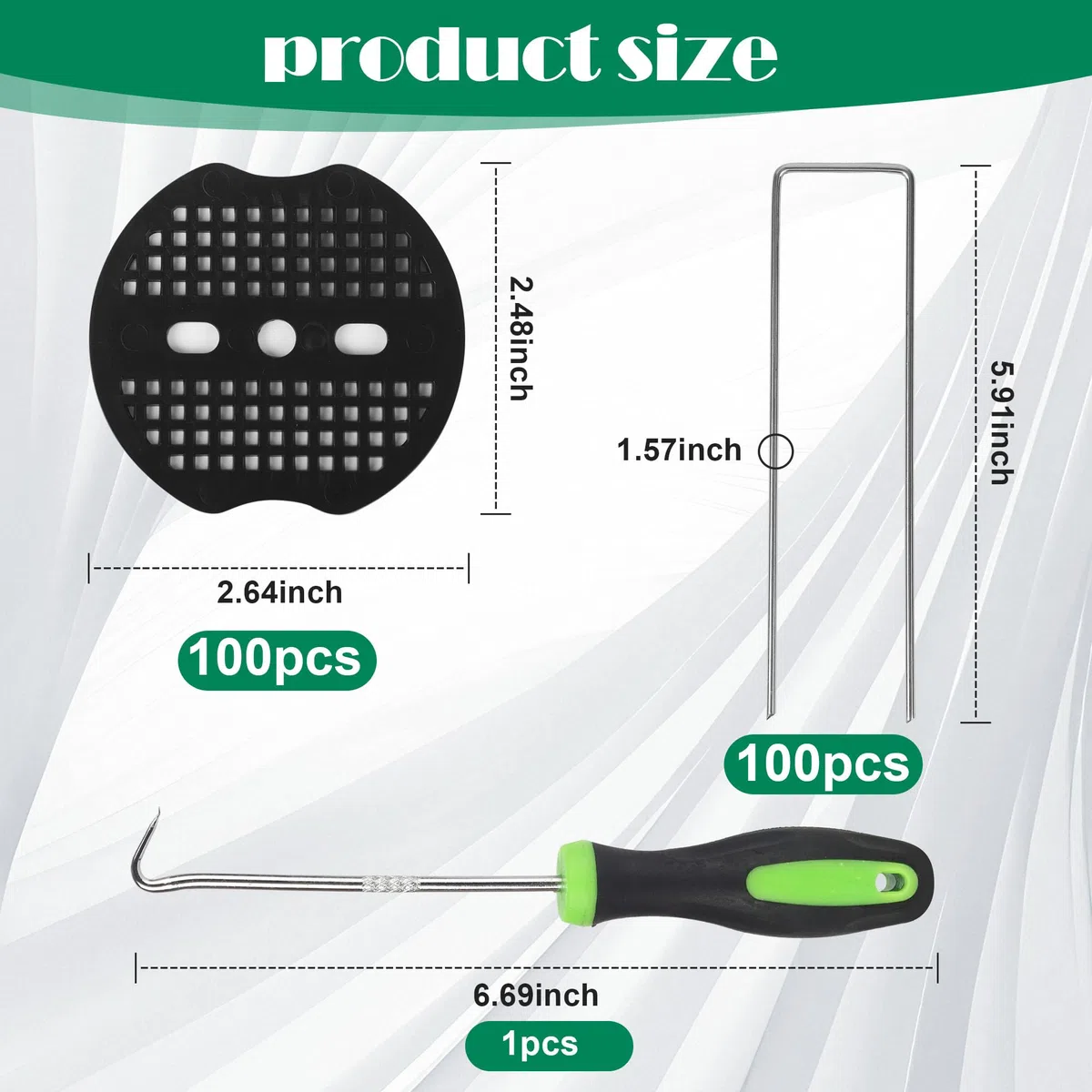 100 pcs Picchetti per Telo Pacciamatura con 100 Rondelle e Ganci Antiruggine Picchetti da Giardino 150x4mm Ø 2.5mm Per Prati,Giardini,Tubature (201, nero + argento)