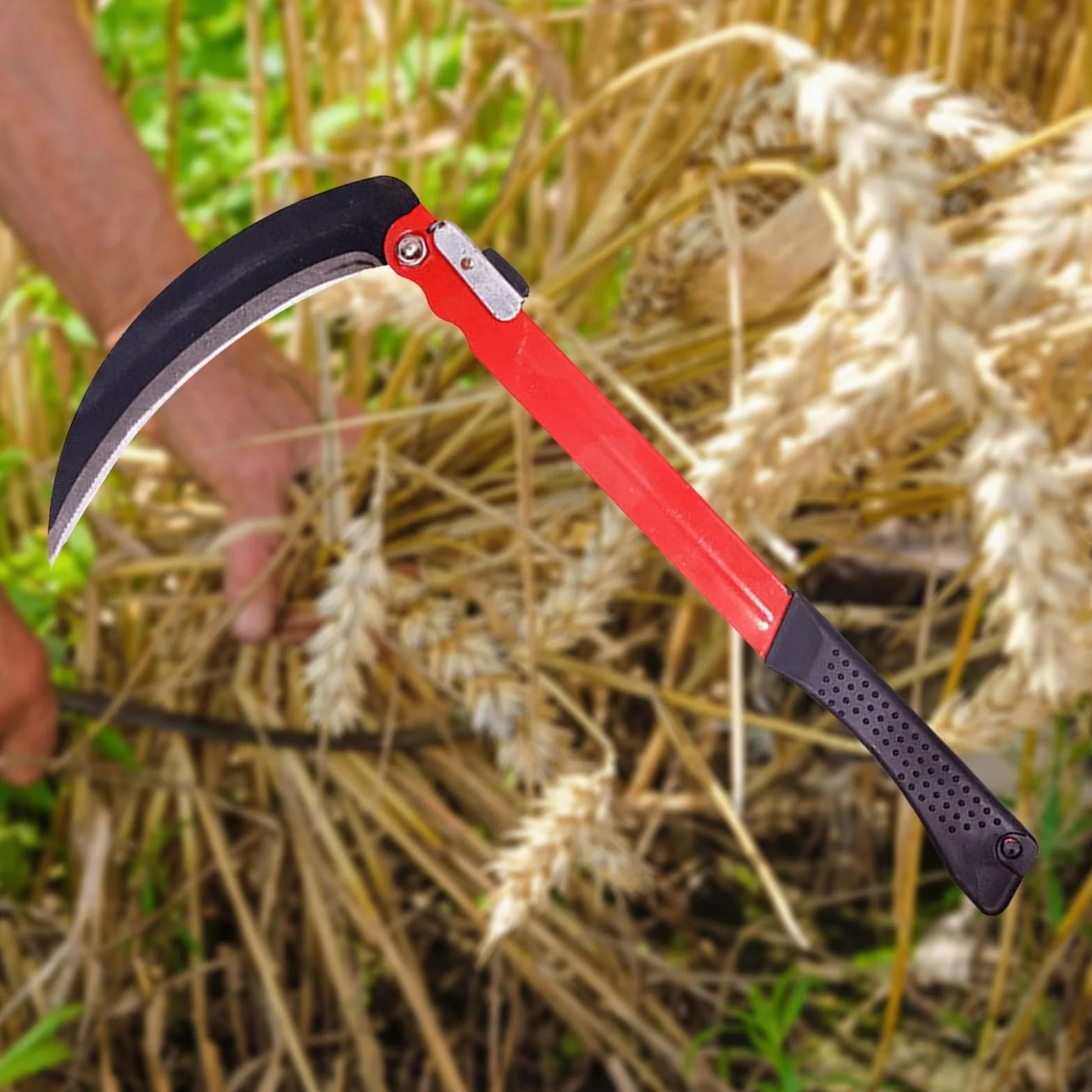 2 PEZZI – A2ZWORLD Falce Pieghevole 39cm, Giardinaggio Multiuso, Falce da Erba per Diserbo, Falce di Sicurezza Portatile per Escursionismo di Emergenza, Attrezzi Falce, Lama 21cm